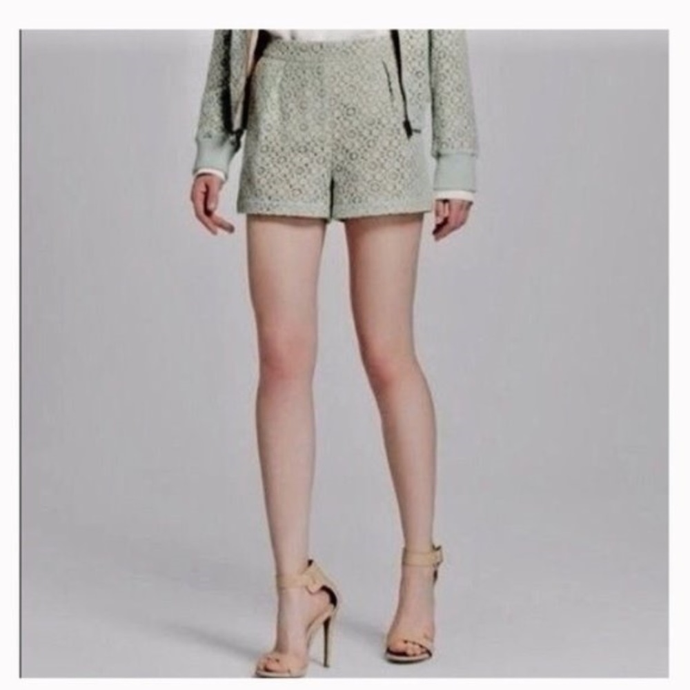 Victoria Beckham Lace Overlay Pleated Shorts - Picture 3 of 7